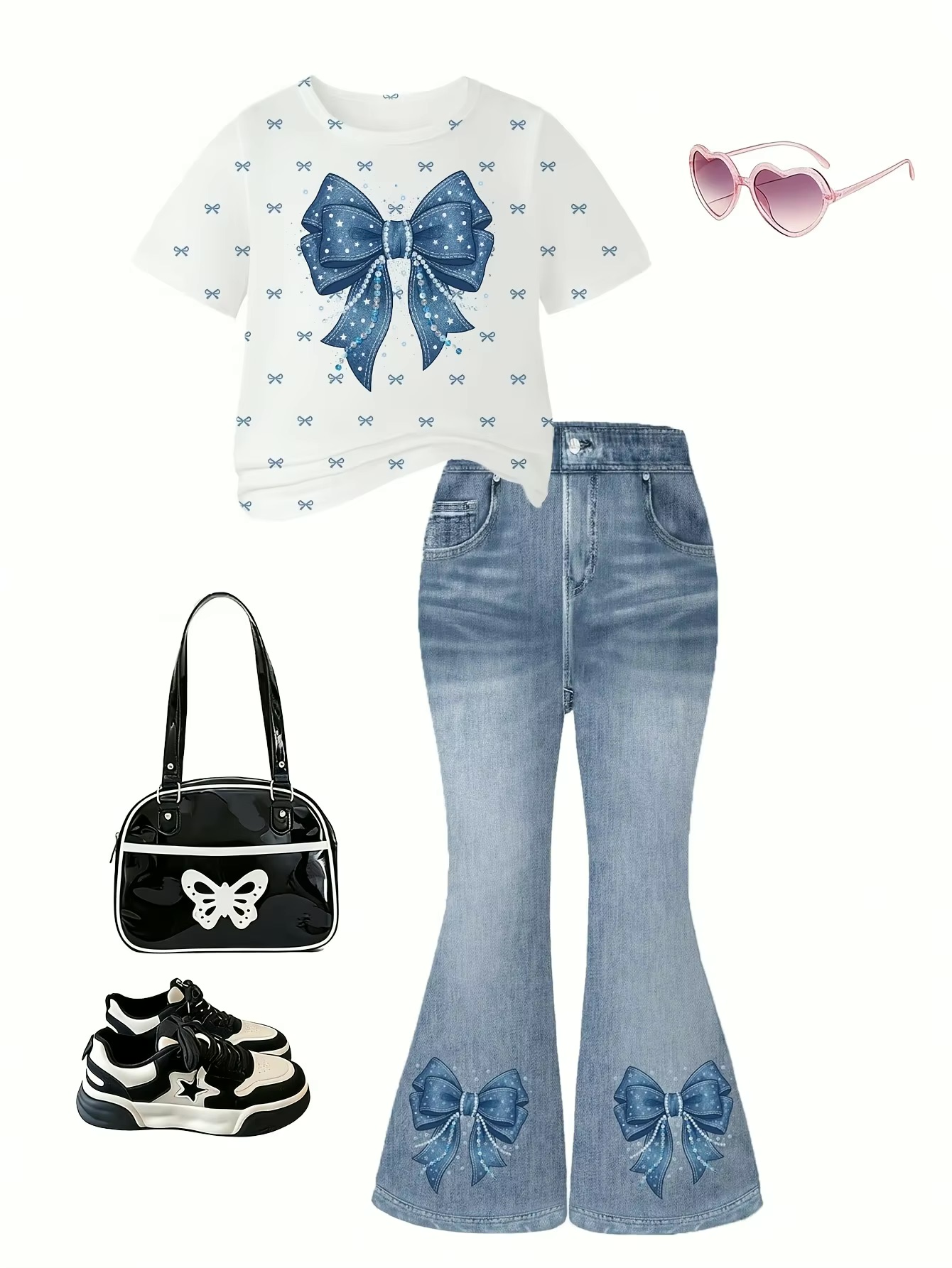 Denim Print Bow 3